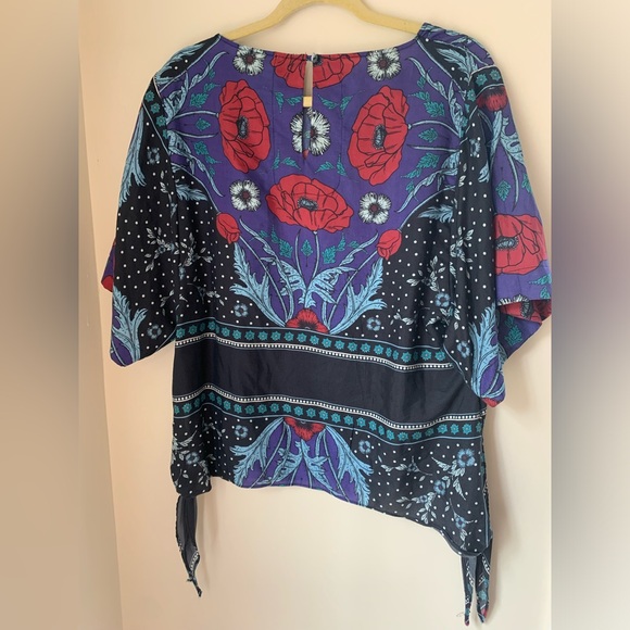 Warm Brand Cotton Silk Top in Floral Print Poppy, Rose, USA made size M, 2, 6-8 - Picture 6 of 11
